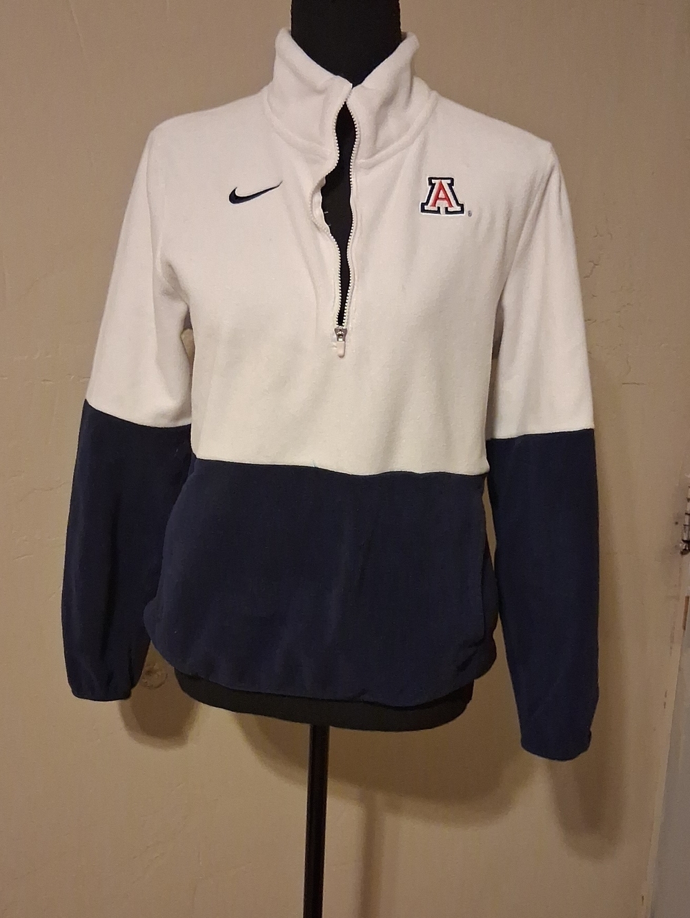 Nike White and Navy Arizona Wildcats Half-Zip Fleece Jacket